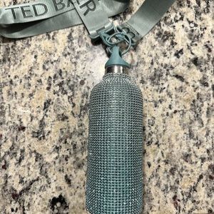 Ted Baker Blue Jeweled water bottle w/shoulder strap, never use